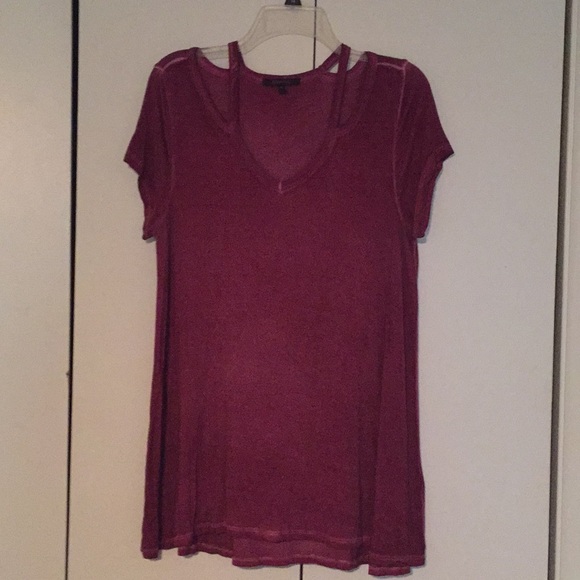 Olivia Sky Tops - Magenta cut out tunic tee